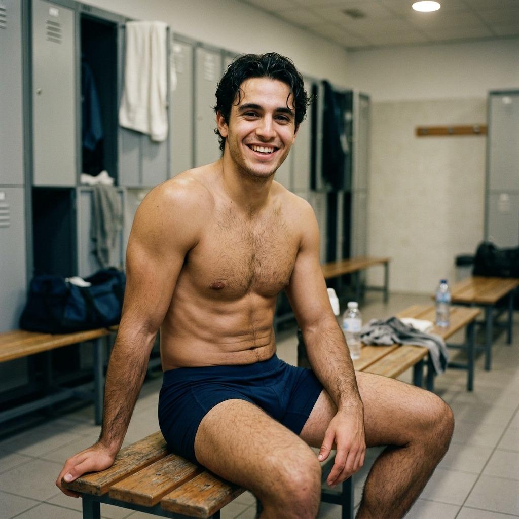Every curve, every line—art in motion. The gym is his canvas, and the world his gallery. #malebeauty #lockerroom #underwear