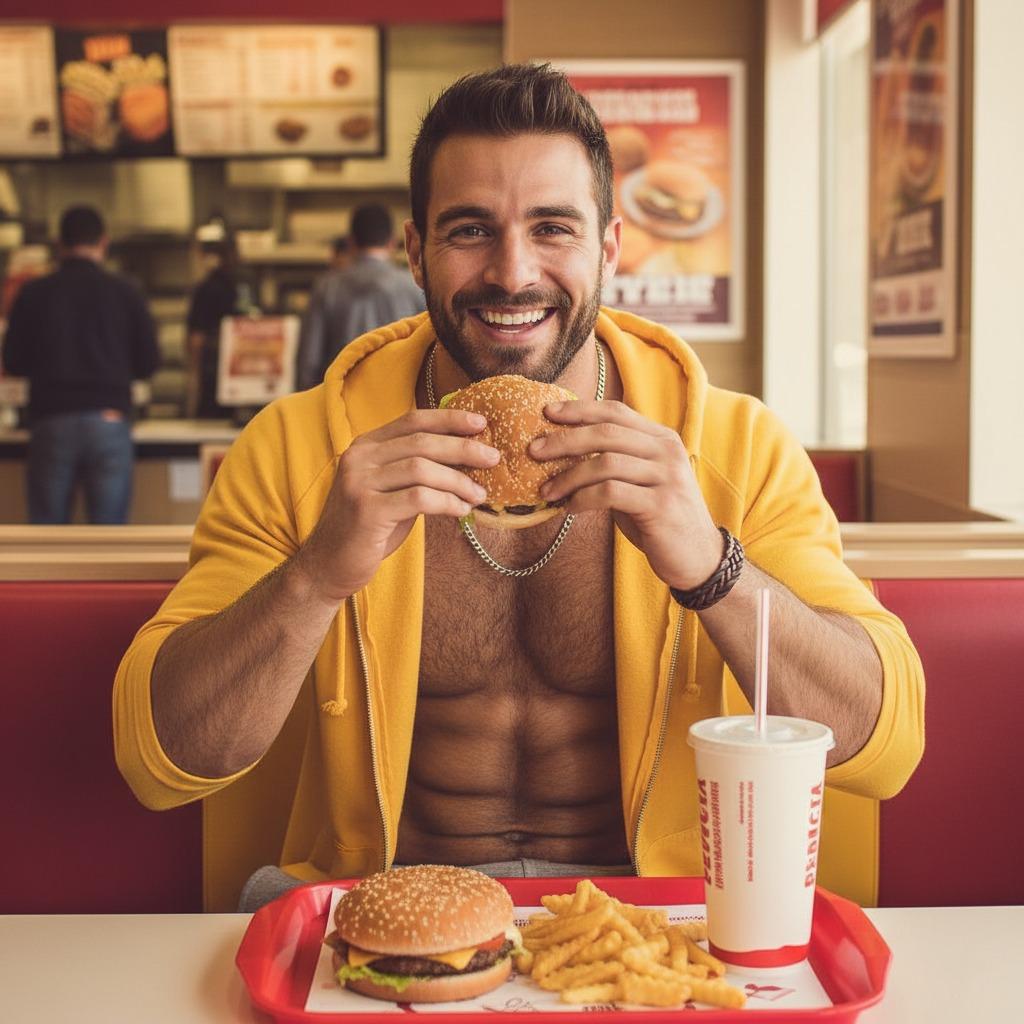 Every bite tastes better when served with a side of muscle. 🍔💪 #kitchen #athlete #gym