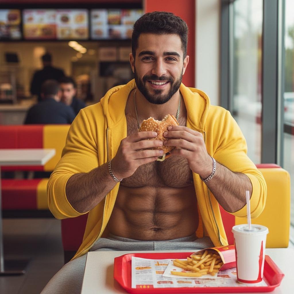 Every bite tastes better when you're this hot. 🍔🔥 #kitchen #athlete #selfie