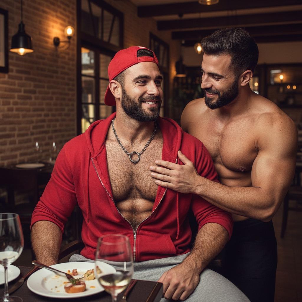 Every touch tells a story. Celebrate the art of masculinity and the confidence that comes with it. #kitchen #couple #hairy