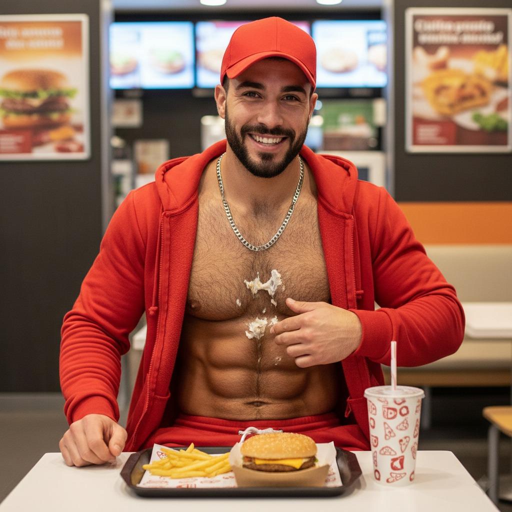 Savor every bite, even when it gets messy. 😏🔥 #kitchen #athlete #gym #underwear #selfie