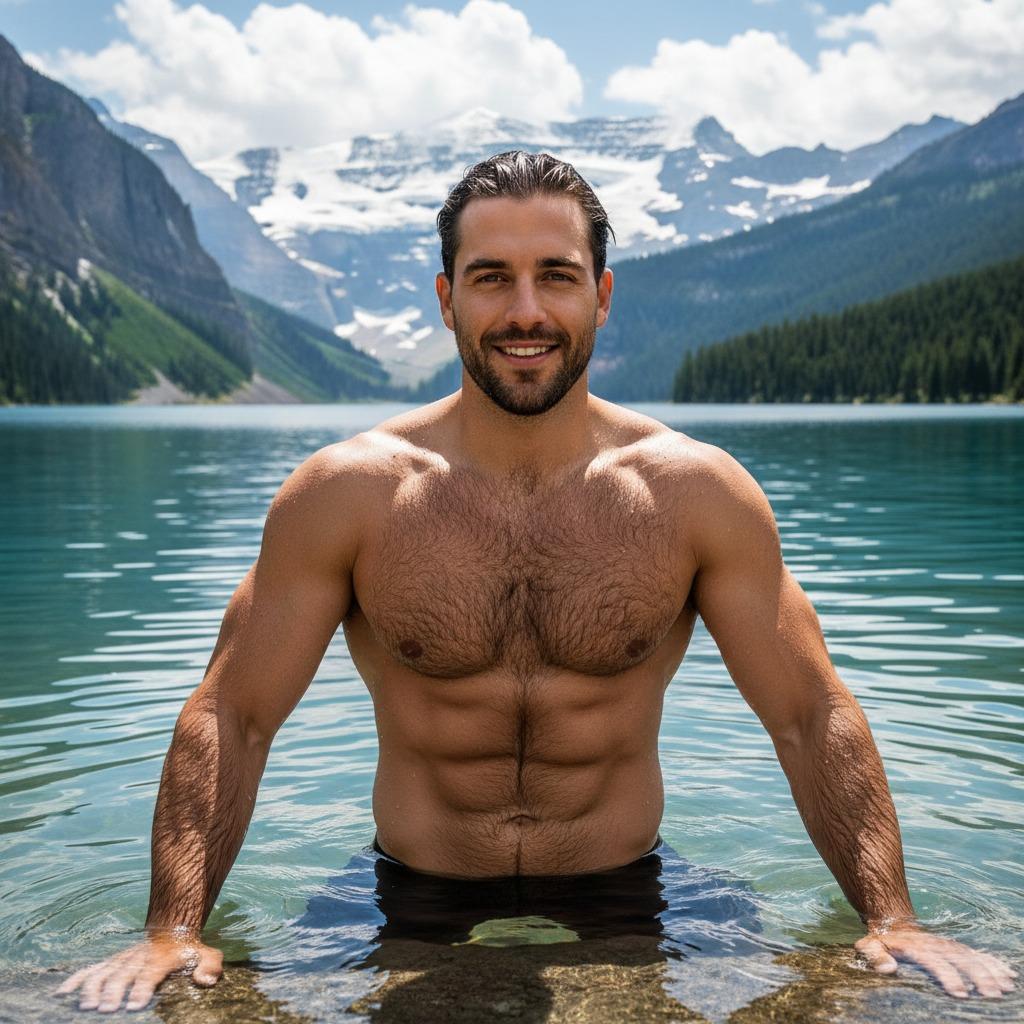 Every body deserves a dip in the lake. 🌊💪 #lake #nature #hairy #gym