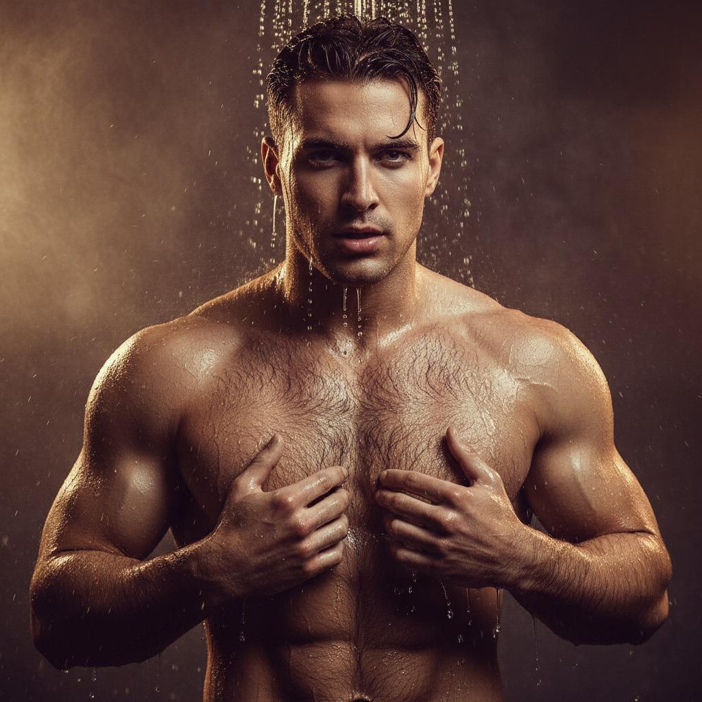 Flaunt those sculpted pecs like the masterpiece they are. Every ripple tells a story of dedication and passion. #malebeauty...