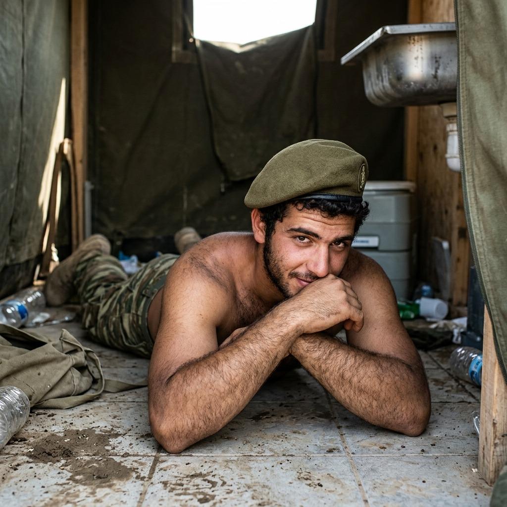 Hot military bear sprawled on the floor, every inch of that powerful body on full display. Pure masculine energy captured in...