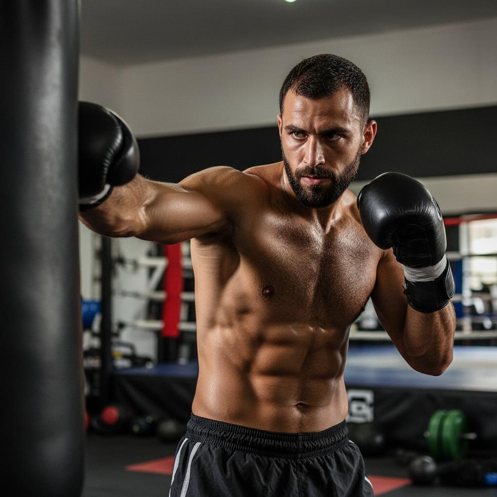 Every punch tells a story. Celebrate the strength, the sweat, and the sheer beauty of a man in motion. #gym #athlete #boxer
