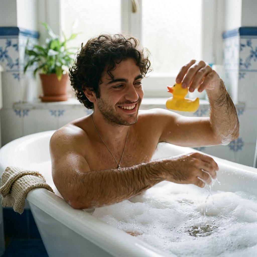 Every splash, every grin—perfection in a bathtub. Who needs a rubber duck when you’ve got this view? 🦆💦 #bath