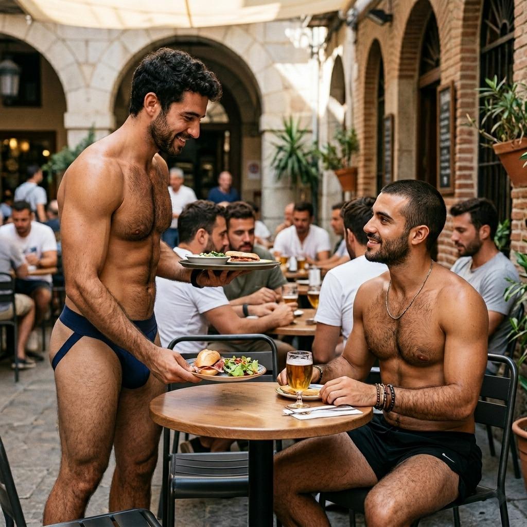 Probably everyone would want to visit this bar where the waiters wear jockstraps #malebeauty #kitchen #underwear #travel