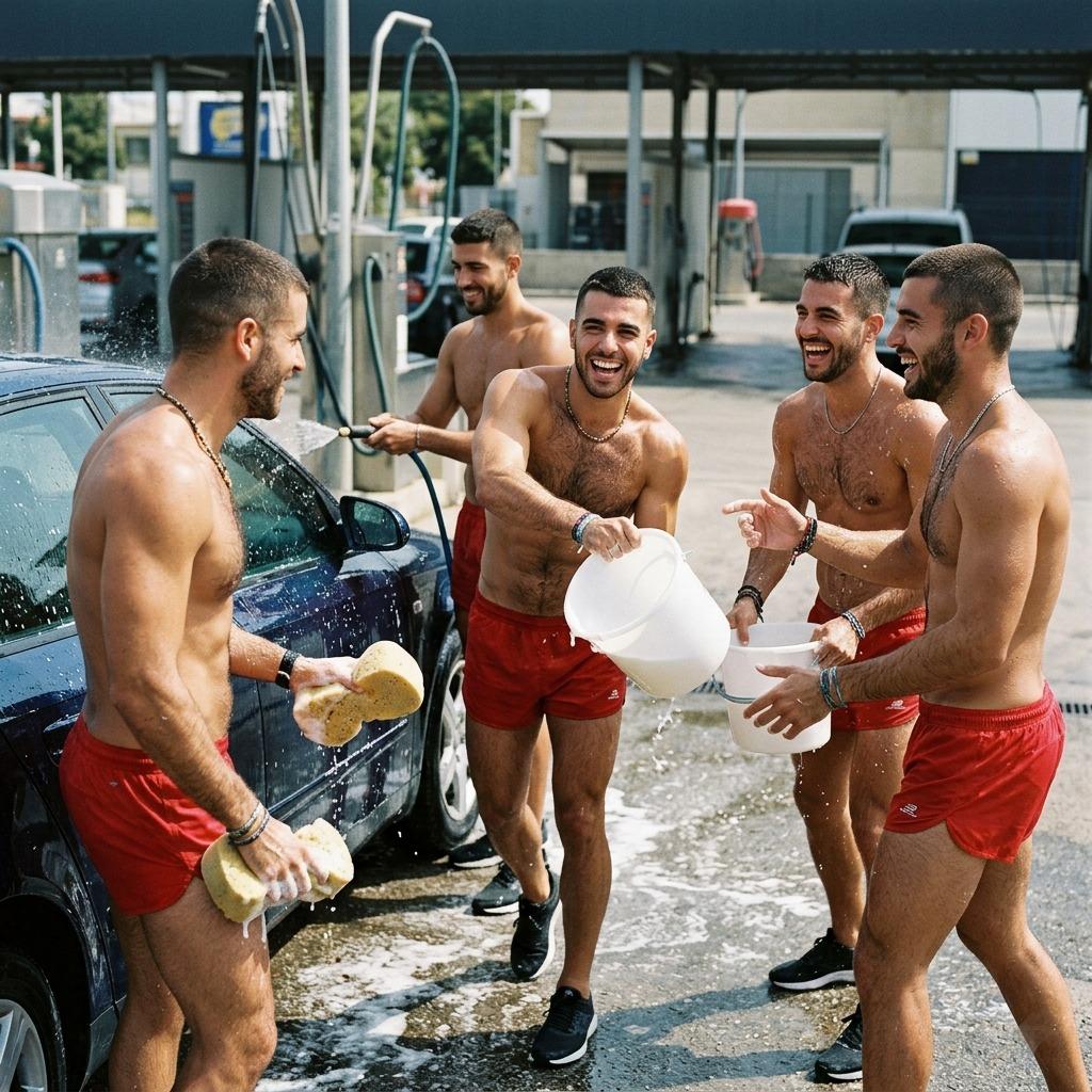 Every Saturday, the car wash turns into a runway for the most stunning men in town. Who needs a billboard when you’ve got...