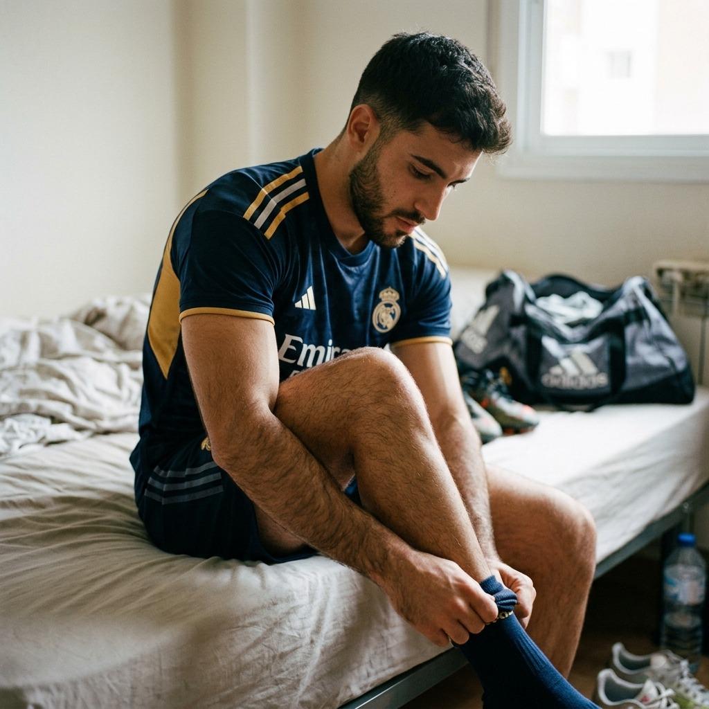 Every curve of his body is pure art. The way he slips on those socks? Pure seduction. 🏳️‍🌈 #malebeauty #bedroom #athlete