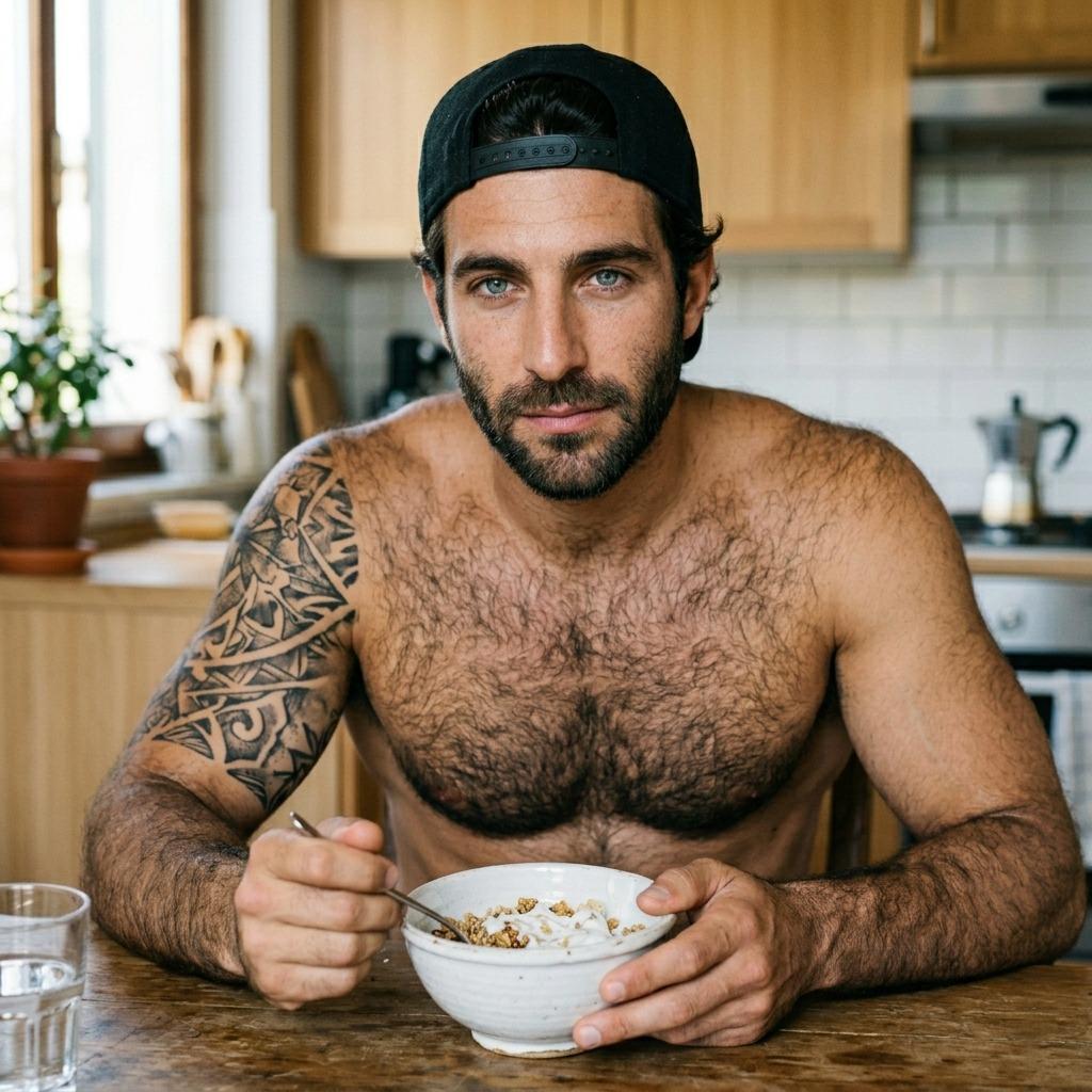 Sipping coffee with a furry twist, morning glow never looked this good. 🐾☕️ #kitchen #hairy