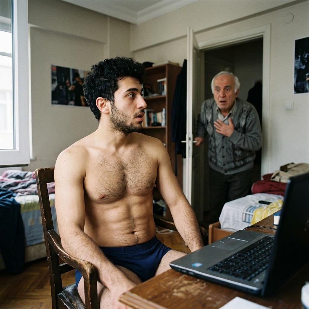 Dad caught me in the act—no shame, just pure confidence. Every inch of this body was made to be admired. #bedroom #couple