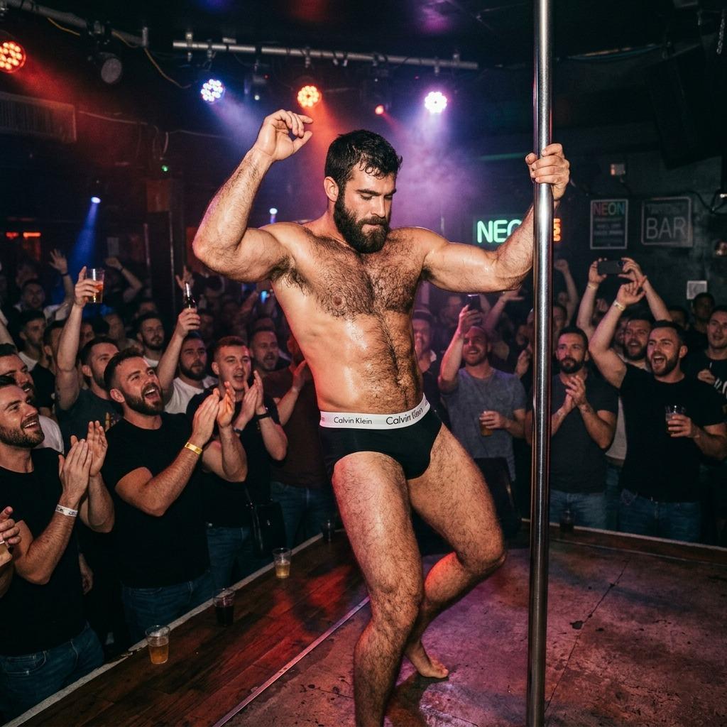 Hot muscles glisten under the spotlight as he owns the stage with every move. Pure magnetism in motion. #malebeauty #studio...