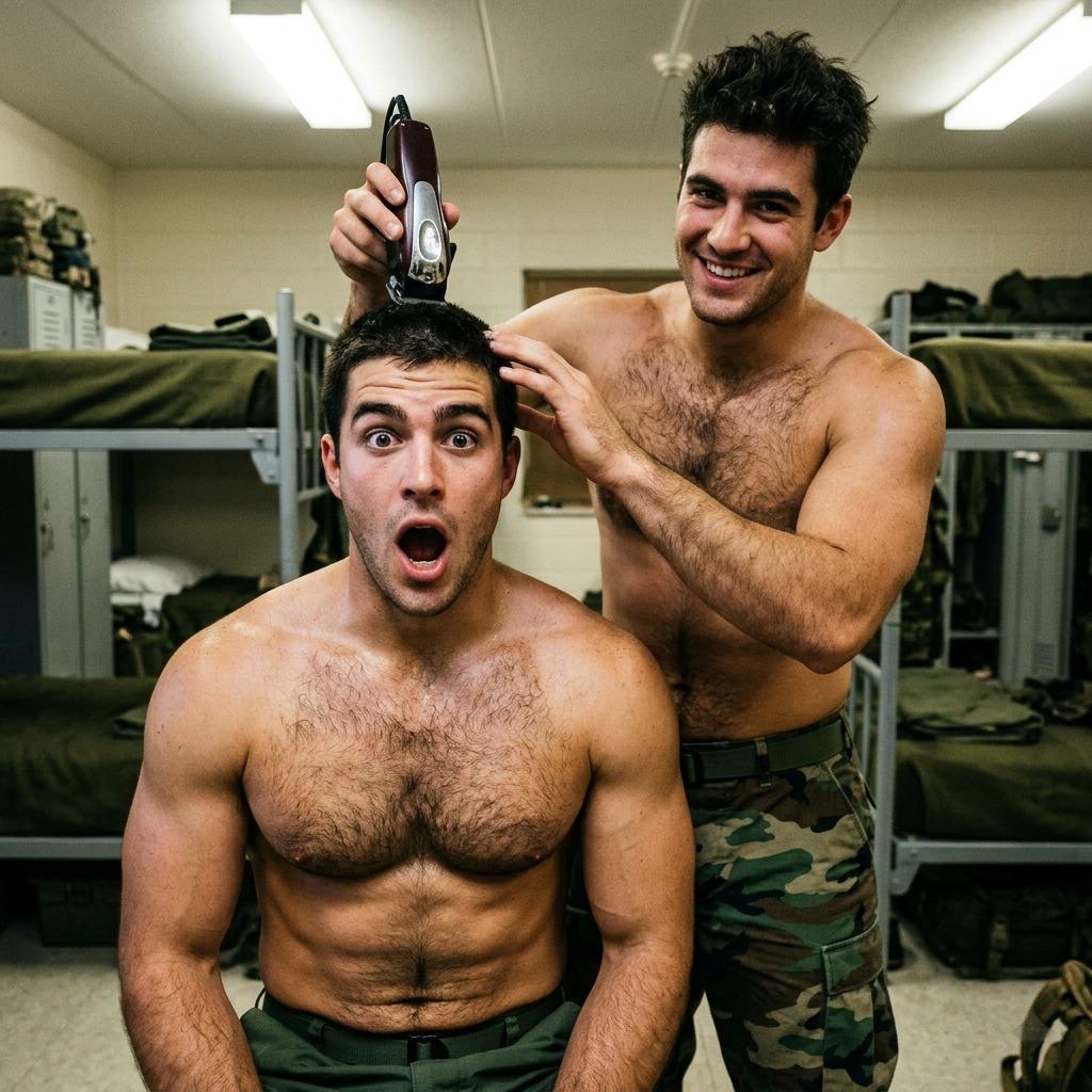 Every cut, every line—perfection in every stroke. The raw power of brotherhood, sculpted into art. #lockerroom #military...