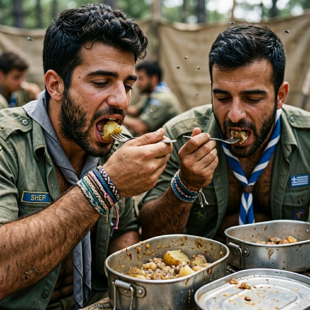 Every scout knows the best way to fuel up for adventure. 🏕️🍽️ #nature #scout #kitchen #couple #military