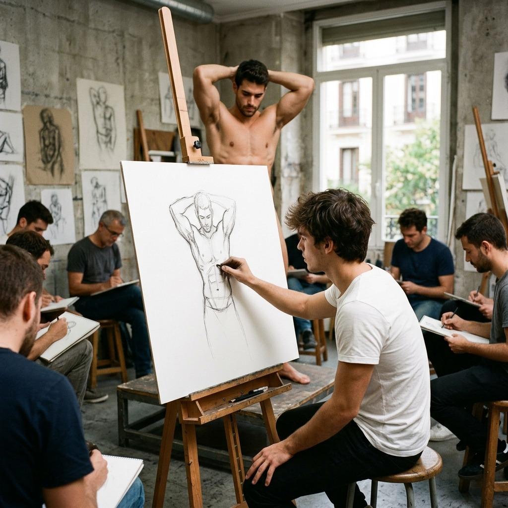 Celebrating the art of the male form! 🎨✨ Every line tells a story—what’s your favorite? #malebeauty #classroom