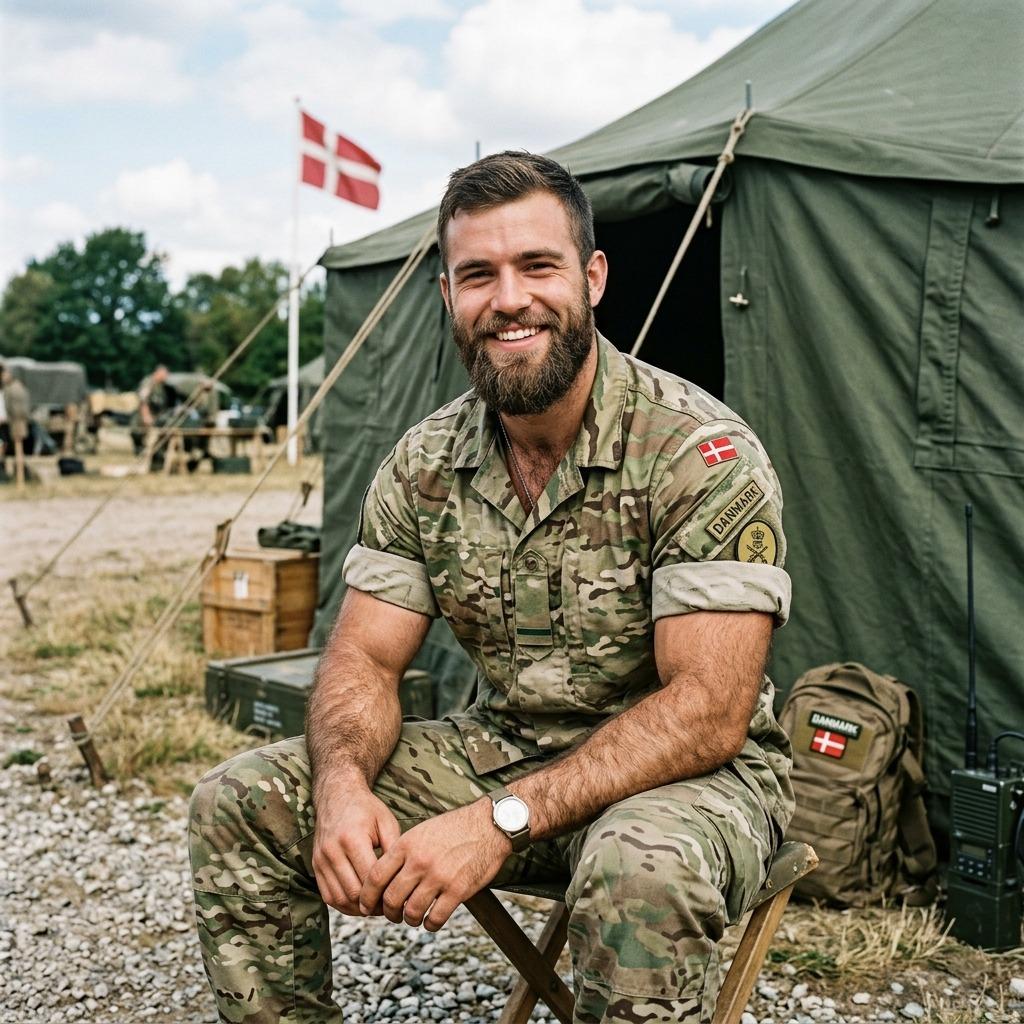 Danish soldier radiates charm and confidence in this stunning shot. Pure masculine beauty at its finest. #malebeauty...
