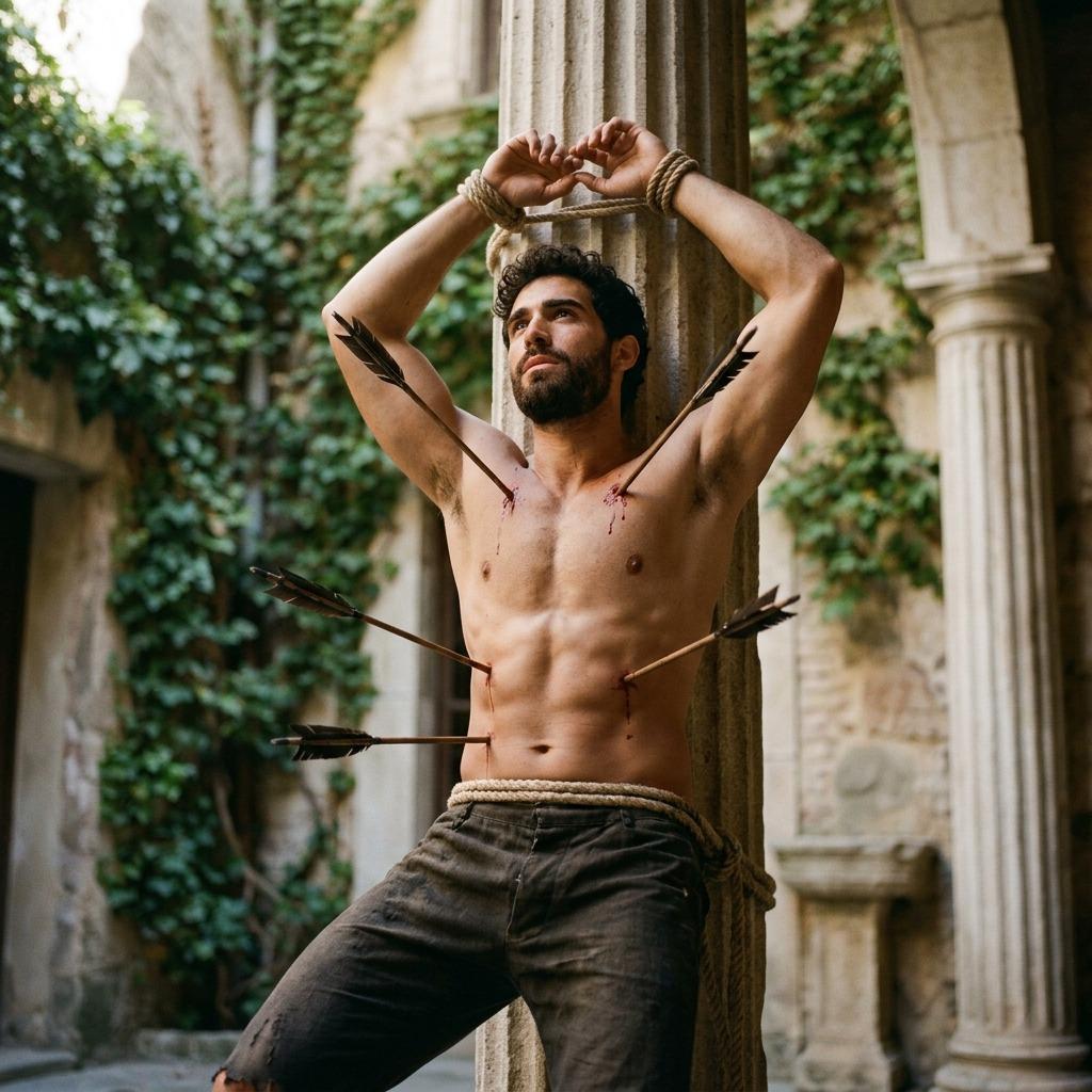 Check out this stunning shot of a guy tied to a pillar like a modern-day Saint Sebastian. Pure art and raw beauty in one...
