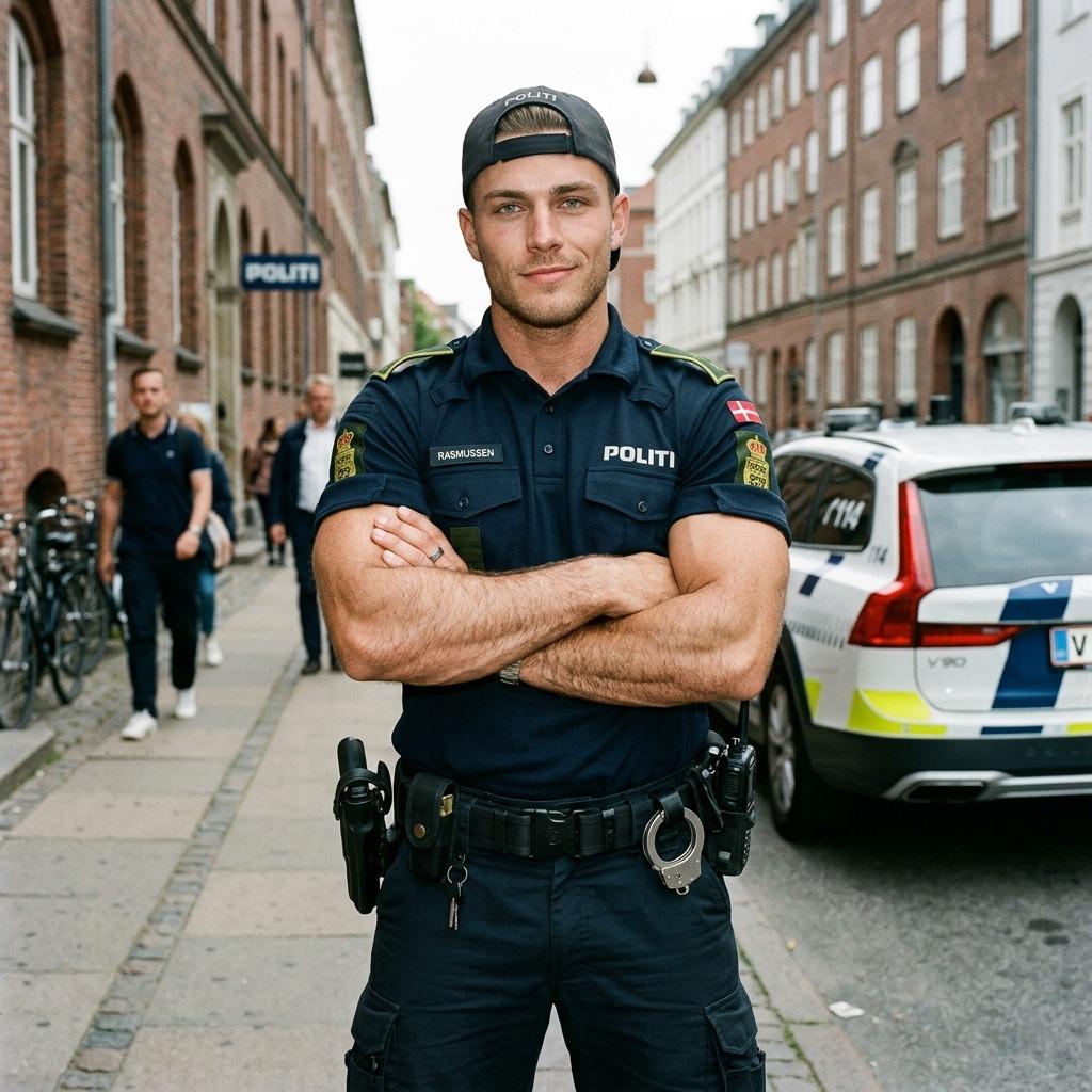 A Danish policeman smiles. #malebeauty #street #police