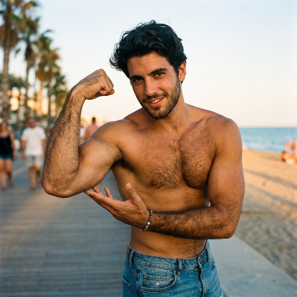 Every flex tells a story—his sculpted arms and defined chest are pure art. Celebrate the beauty of masculinity with...