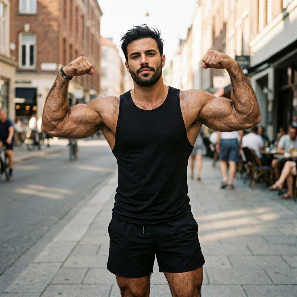 Every flex tells a story. 💪🔥 Celebrate the art of the male form in all its glory. #malebeauty #street #athlete