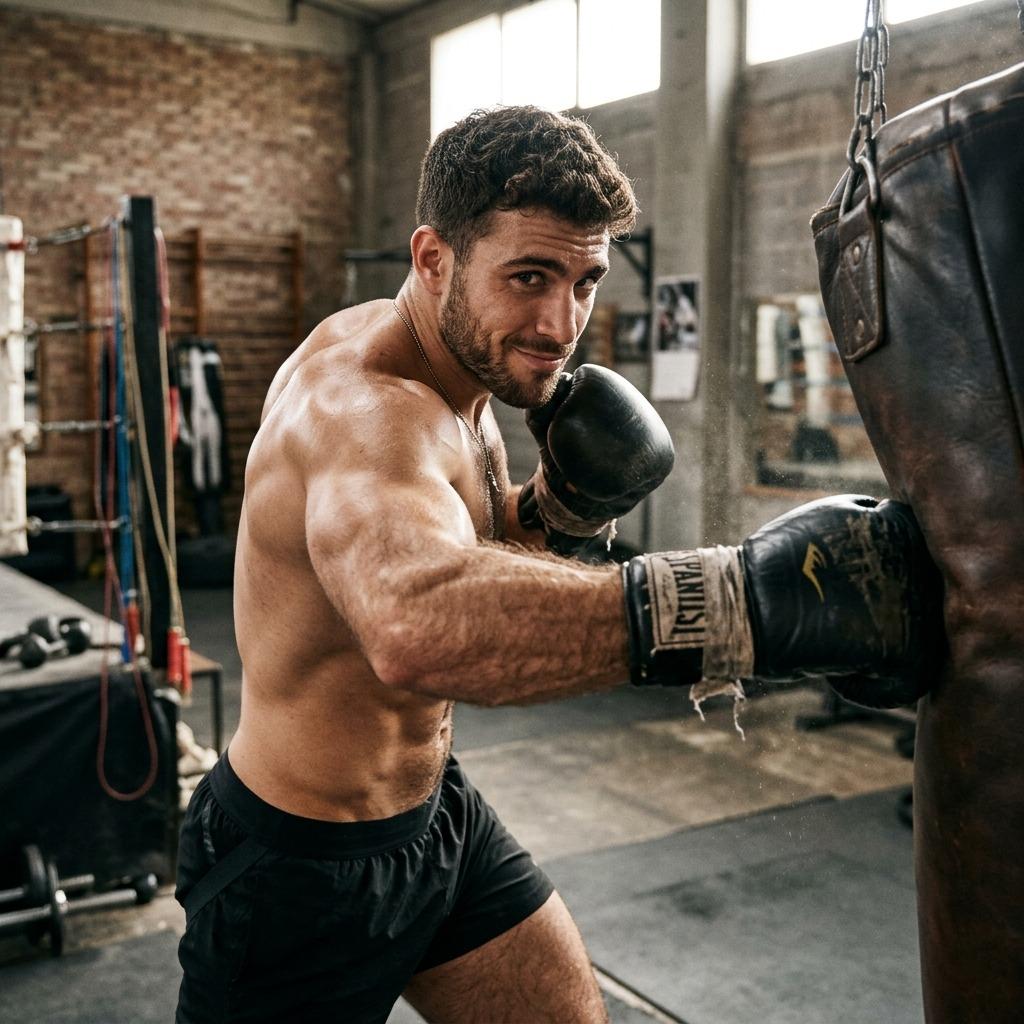 Every punch lands with power, but the real knockout is that sculpted physique. Beauty that fights back. #gym #athlete #boxer