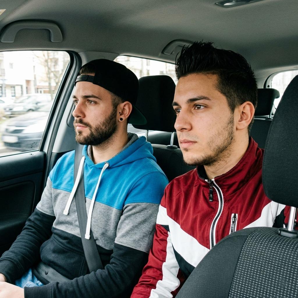 Two hot guys cruising in a sleek ride, every glance is pure magnetism. 🔥 Who’s riding shotgun? #street #couple