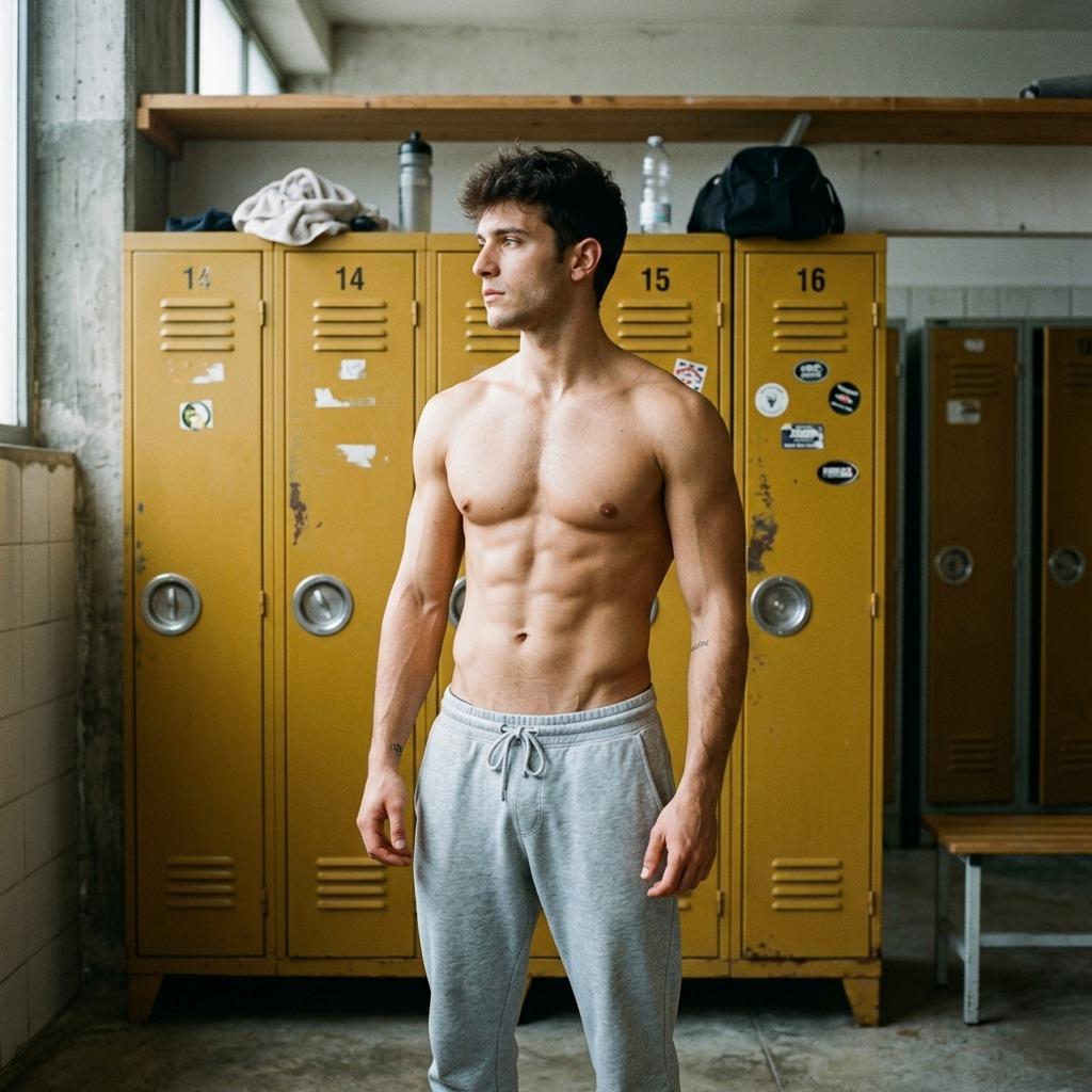 Every time he steps into the gym locker room, confidence radiates like sunlight. Pure masculine beauty in motion. 🔥...