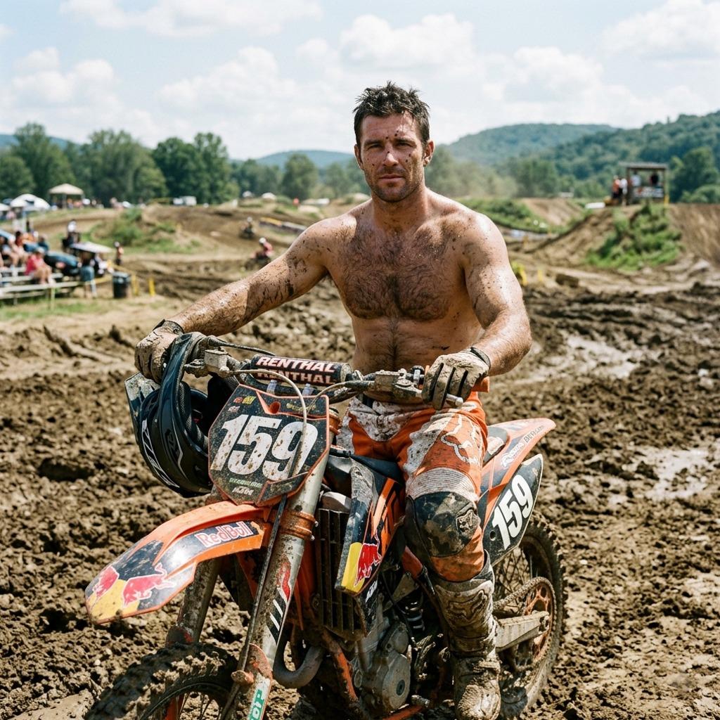 Ready to rev your engines and feast your eyes? 🏍️🔥 Check out this motocross pilot flexing pure masculinity. #nature #athlete