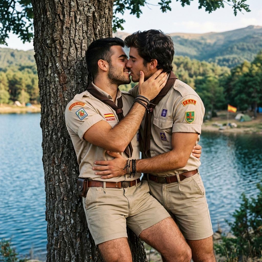 Scout by the lake, hearts entwined under golden skies. Pure love, no rules—just two souls meeting. 🌲💋 #nature #lake #scout...