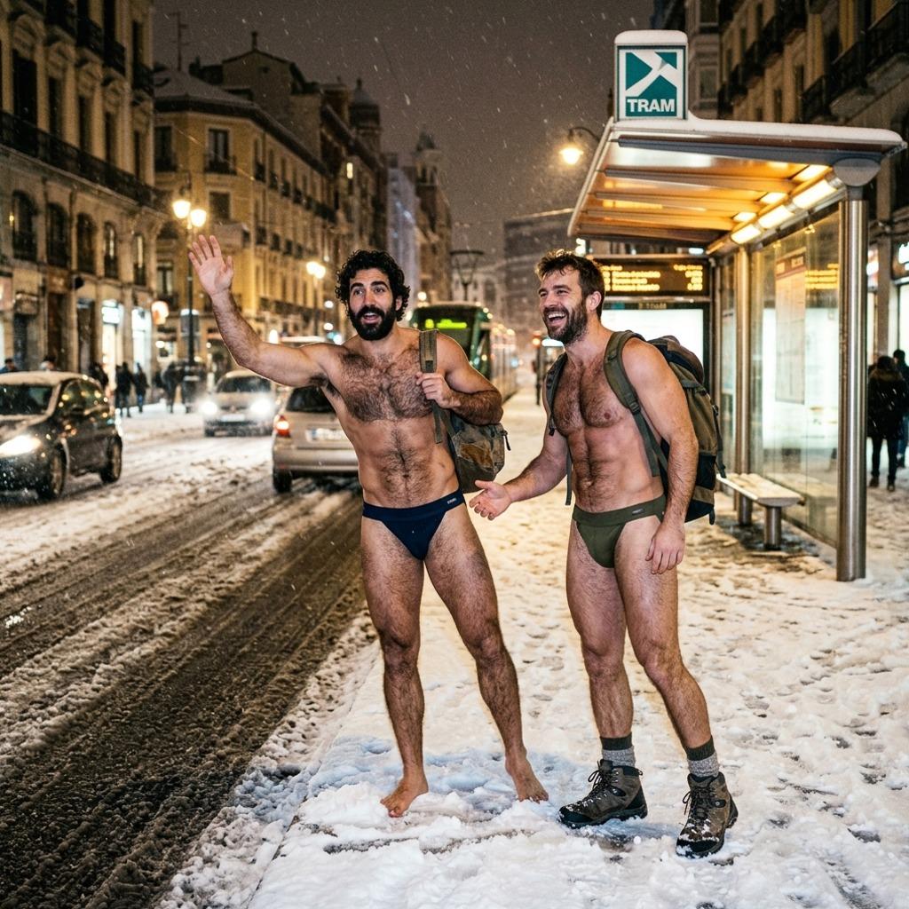Every step in the snow, every flex in the cold—nature’s runway is calling. Two gods defy the winter in nothing but...