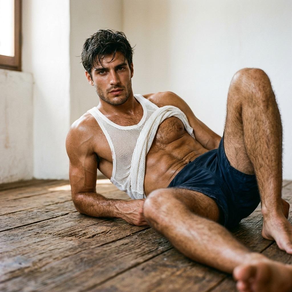 Every inch of him is pure art. Confidence never looked this good. #malebeauty #studio #underwear #athlete