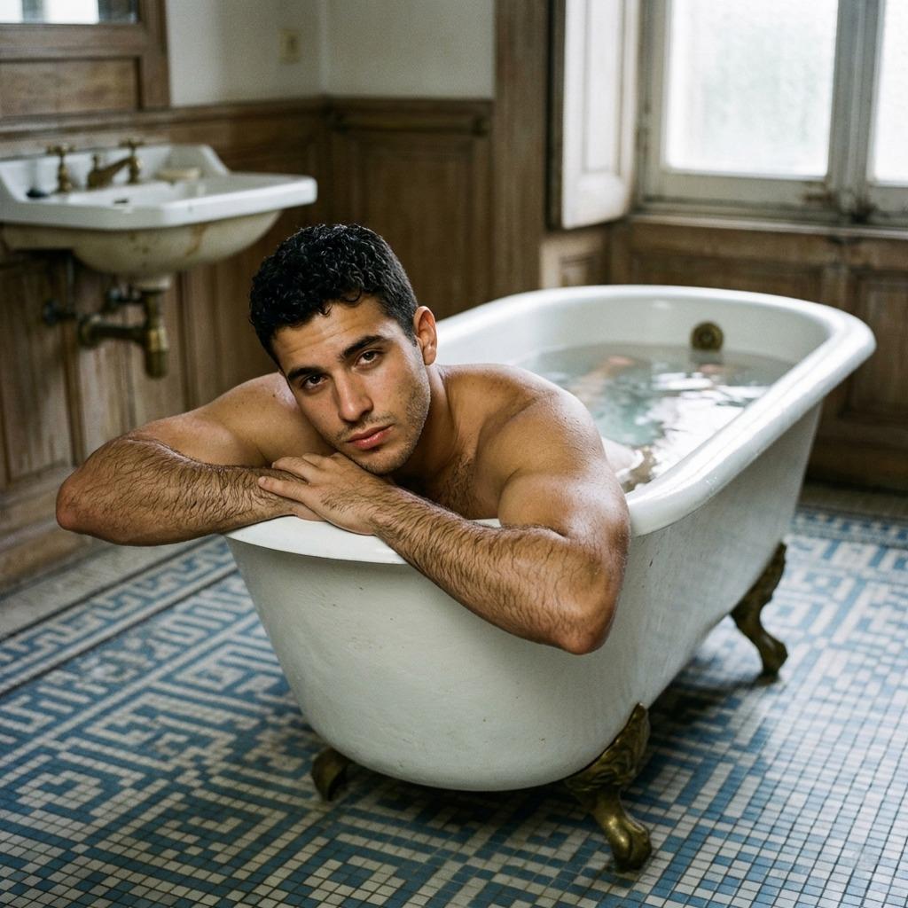 Every splash, every ripple—pure art. 💦 The way water dances on skin is the closest thing to magic. #malebeauty #bath #wet