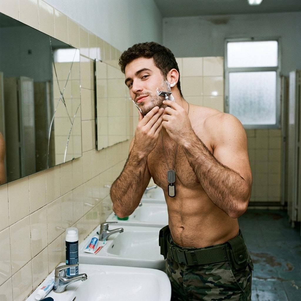 Every morning, he sharpens his discipline—and his jawline. Perfection has never looked this sharp. #bath