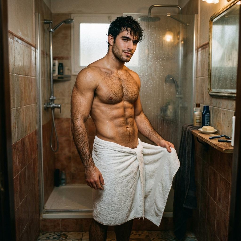 Fresh from the shower, dripping with confidence and charm. Every drop of water just makes him more irresistible. #shower...