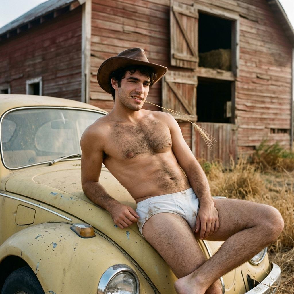 Every cowboy needs a hat—and a dream. 🤠🔥 #malebeauty #cowboy #nature #underwear