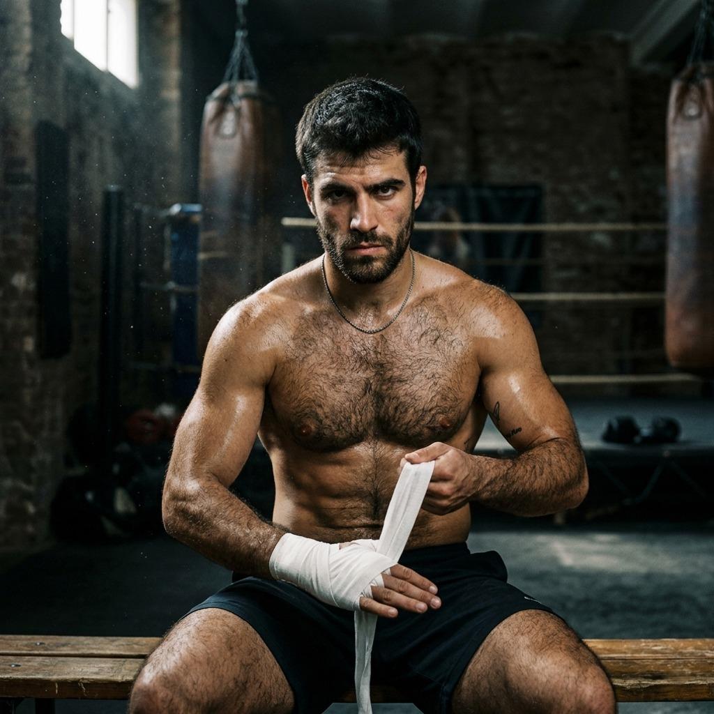 Hot Spanish hunk flexing raw masculinity with every ripple of his sculpted torso. That natural fur and rugged charm? Pure...