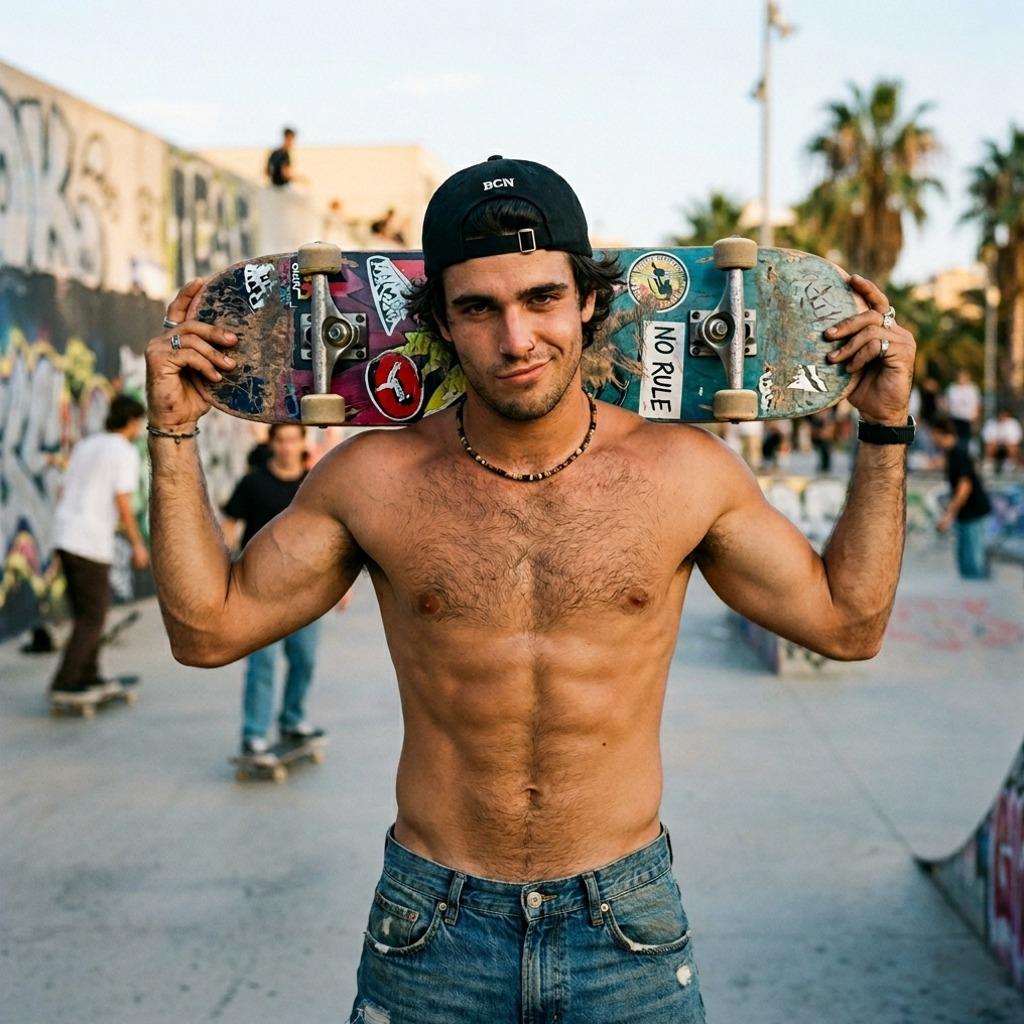 Every curve of his body moves with the rhythm of the skate park. Pure art in motion. 🛹🔥 #malebeauty #street #athlete