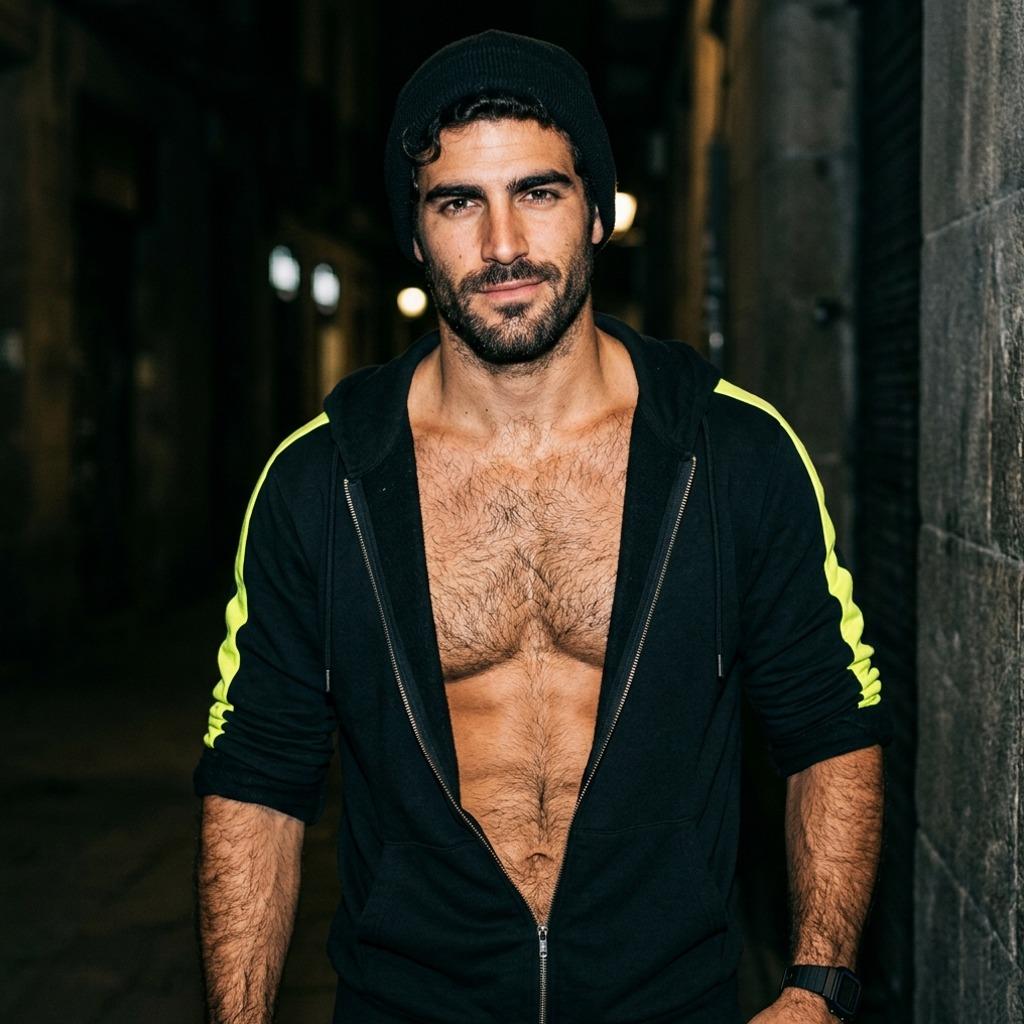 Every inch of him is pure art. That open hoodie? A masterpiece. Celebrate the beauty of men who own their confidence....