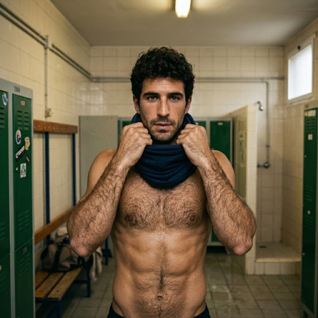 Every curve, every shadow—pure art. The raw beauty of a hairy guy changing in the locker room. 🔥 #lockerroom #gym