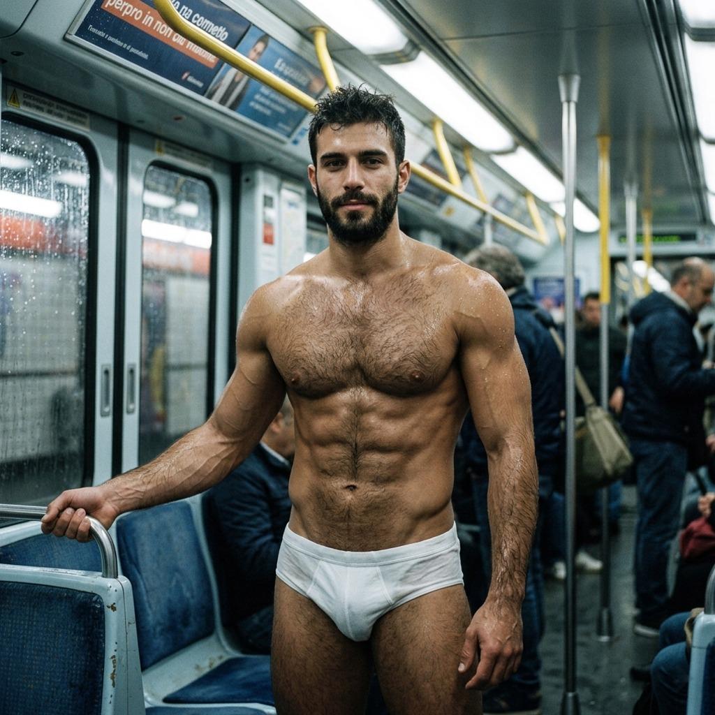 Every morning commute just got better. 🚇💙 Who needs pants when you’ve got confidence like this? #subway #underwear