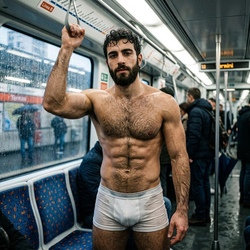 Every morning commute just got a whole lot hotter 🔥 Ride the subway in style, confidence never looked so good. #malebeauty...