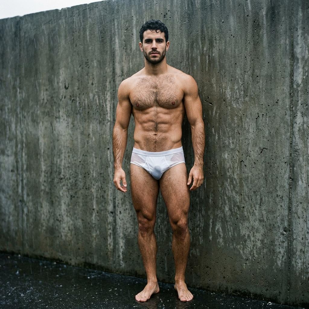 Every drop glistens on his skin, turning him into pure art under the rain. Pure perfection captured in a single shot....