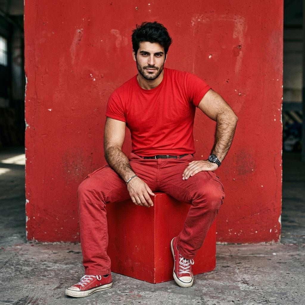 Red on red perfection. Every curve, every line, every daring glance—this is the art of confidence. 🔥 #street