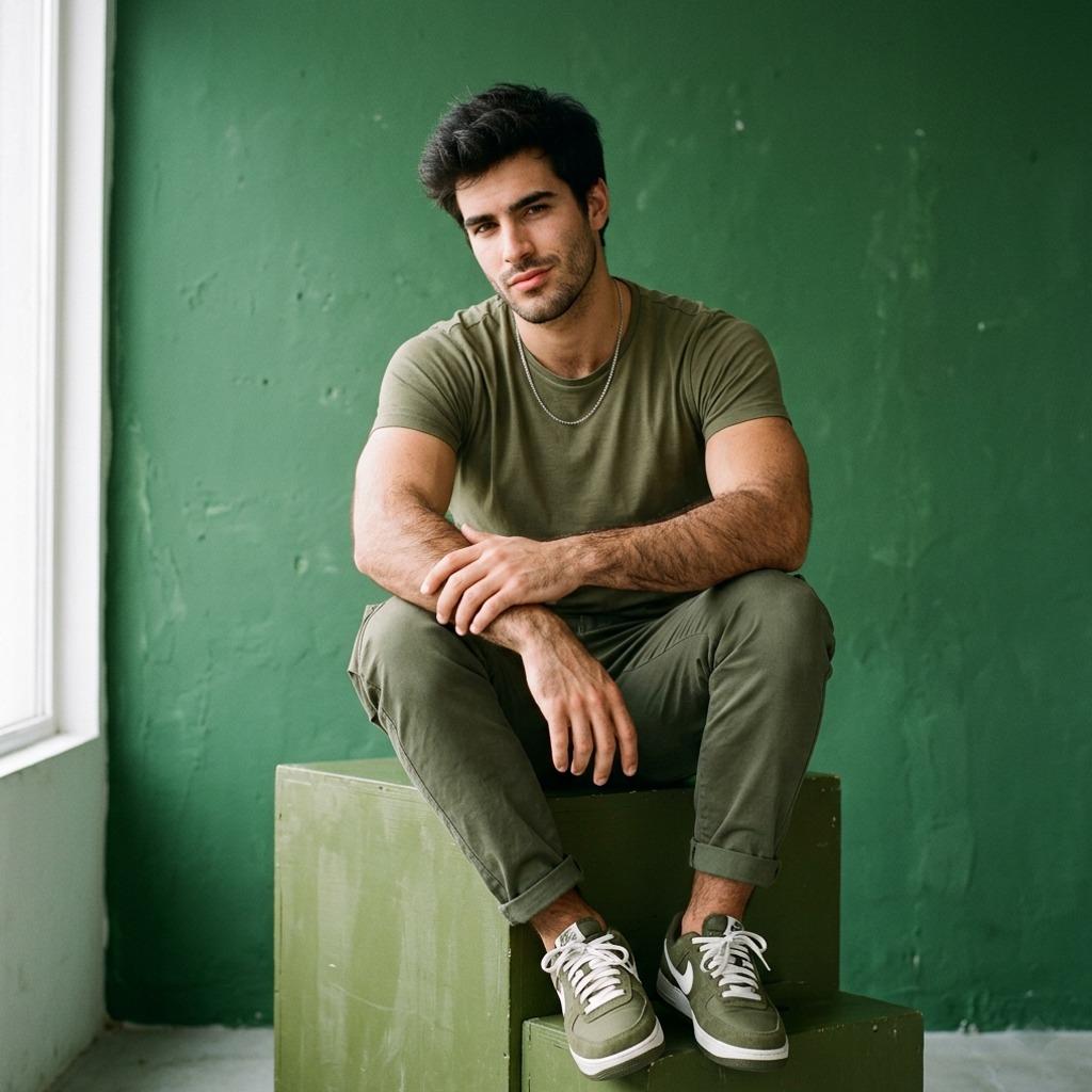 Every shade of green looks stunning on you. Nature’s favorite color meets the hottest guy in the frame. #malebeauty #studio