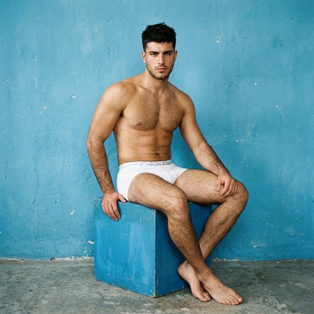 Every curve, every line—perfection in blue. 💙 #malebeauty #studio #underwear