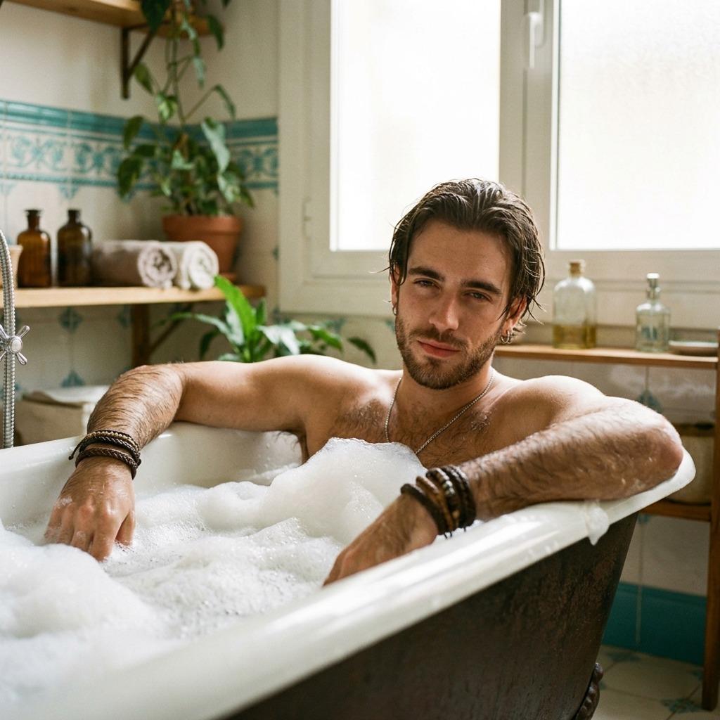 Every man’s best accessory? A bubble bath. 🛁✨ Who’s ready to unwind and let the world fade away? #bath