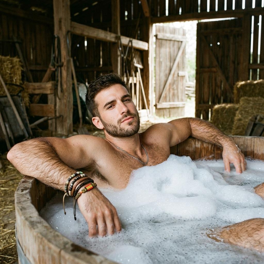 Every man’s dream: a hot bath, a glass of wine, and nothing but good vibes. Who needs more? 🍷🛁 #bath #nature #wet