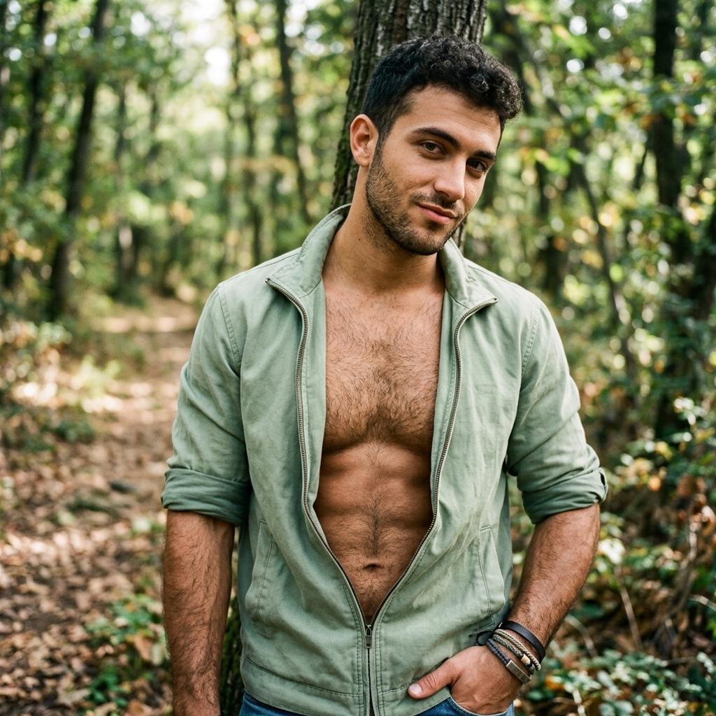 Fallen leaves crunch underfoot as the forest embraces him, green hoodie hugging his frame like a second skin. Nature’s...