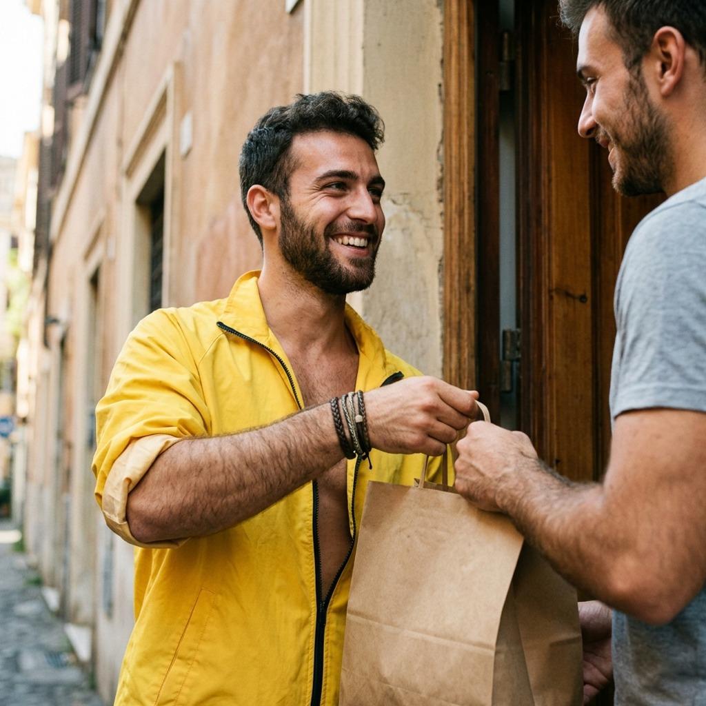 Every delivery just got better with this view. Who wouldn’t want him bringing their meal? #street #couple #delivery