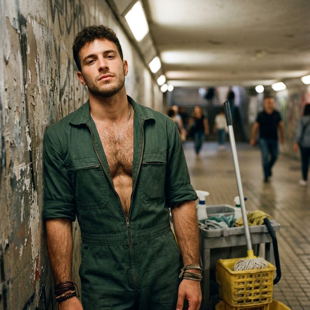 Check out this hot caretaker with his uniform unbuttoned just enough to show off that sculpted chest. Pure eye candy for...